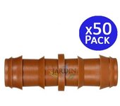 SUINGA Pack 50 Enlace Riego por Goteo 16mm | Manguito conector tuberia 16 mm | Enlace Goteo para Manguera de Riego 16mm marrón
