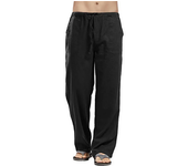 Men's Cargo Trousers Spring Autumn Linen Pants Multiple Pockets Cotton Linen Loose Straight Pant Summer Casual Pants Male 5color