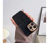 Leather Phone Case For Iphone 13 11 12 14 15 Pro Max 15 Plus Electroplated Frame Lambskin Phone Shell For IPHON 13 14 15 Promax
