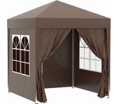 Outsunny Carpa Plegable 2x2 m Cenador de Jardín con 4 Paredes Laterales Tela Oxford 2 Puertas 2 Ventanas y Bolsa de Transporte para Exterior Terraza Camping Fiestas