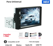 Navifly-REPRODUCTOR Multimedia with Pantalla táctil HD de 7 pulgadas para Coche, autorradio Universal with reproductor MP5, FM, Estéreo, Carplay, 1DIN, ND2
