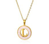 Stainless Steel Round White Necklaces For Women Gold Color  Initial Woman Man 26 Letters Pendant Chain Necklace Jewelry Gifts