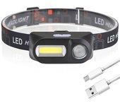 Portable Mini XPE+COB LED Headlamp USB Rechargeable Use 18650 Battery Head Lamp Camping Fishing Headlight Flashlight Torch