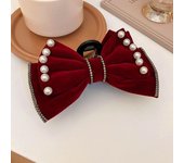 Verde Grip.Bow Hair Clip Pearl Hair Claw Shark Clip Diamond Large Grab Clip Accesorios para el Cabello Femenino (Wine Red)