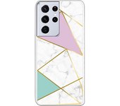 Funda compatible con Samsung Galaxy S21 Ultra - S30 Ultra (4G/5G) - Be Unique Funda Gel mármol colores franja dorada