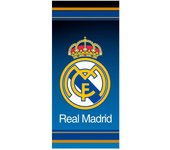 Toalla de baño Real Madrid para playa, piscina o baño. Diseño con escudo oficial sobre fondo azul degradado. Suave, ligera y de secado rápido