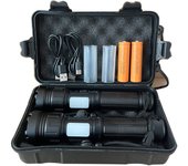 Linterna LED multifunción de largo alcance con zoom para exteriores, carga tipo C, luz potente P50+COB