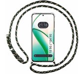 Tumundosmartphone Funda Colgante Transparente para Realme 12 5G / 12x 5G con Cordon Verde / Dorado