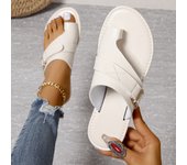 Women Sandals Outside Casual Beach Women Shoes Summer New Flats Flip Flop Sandals Walking Clip Toe Roman Buckle Ladies Slides