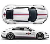 Pegatinas / Vinilos para coche Kit franjas de carreras finas estilo Martini compatible con Porsche Taycan