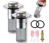 Filtro de drenaje Timnamy, colador de drenaje de fregadero emergente Kouglh, drenaje de fregadero Timnamy, drenaje de piso universal multiusos extraíble de acero inoxidable para baño, fregadero (1)