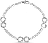 Inmaculada Romero Pulsera Oro 18k Blanco Motivo Círculos Circonitas 18.5 Cm - Elegante Diseño