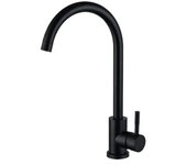 Grifo de cocina giratorio de 360° (negro mate) - Mezclador monomando de fregadero de acero inoxidable con caño giratorio de 360°
