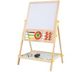 Juguetes Extralink | Tablero de Doble Cara para Niños | Tiza, Magnética, Borrado en Seco, Ábaco, Reloj