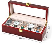 Wooden 2/3/5/6/10/12 Slots Watch Box Organizer Piano With Red Paint  Jewelry Storage Case Men Glass Top Watches Display Boxes