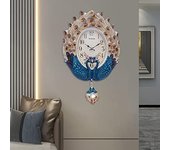 Reloj de pared retro de lujo con diseño de pavo real, reloj de péndulo montado en la pared, reloj de pared grande de 23,7 pulgadas, reloj de pared creativo europeo para decoración del hogar del dormitorio