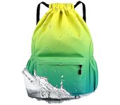 Mochara with Cordón, Mochara Deportiva, mochila de Malla de Agua para fitness, Bolsa de nylon with Cordón impermeable, Bolsa de Gimnasio with Cordón y Cremallera externa, adecuada para Vacaciones Deportivas