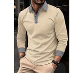 Spring And Autumn New Men's Casual Long sleeved Polo Shirt Fashion Thousand Bird Check Polo Collar Button Breathable Polo Shirt