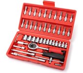46pcs Set Car Repair Tools Spanner Set, Car Repair Tools Accessories Multifunctional Repair Tool Kit Socket Wrench-Ratchet Torque Wrench and Screwdriver, Portable Car and Bicycle and Motorcycle Repair Tools Pack Portable