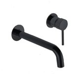 Imex Etna GLT023/NG grifo de lavabo monomando negro mate empotrable a pared de 2 cuerpos