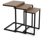 Versa Trixie Mesa Auxiliar para el Salón, la Habitación o la Cocina. Moderna Mesilla Baja, Set de 3 mesas nido, Medidas (Al x L x An) 60 x 30 x 46 cm, Madera y Metal, Color Marrón y negro