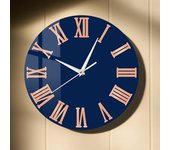 Reloj de pared azul simple de 12.0 in con números romanos, reloj de pared minimalista de color azul oscuro, números grandes, fácil de leer, silencioso, funciona con pilas, para sala de estar, dormitorio, oficina en casa