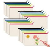 20 PCs Bolso DE LA Cremallera DE LA Lona, bolsos multiusos de la Bolsa DE LA Cremallera DE LA Lona bolsos en Blanco del maquillaje de La Caja de Crédito bolsos del Arte de DIY para los estudiantes de las muchachos de las mujeres