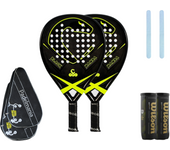 Pala de pádel  Vibora Black Mamba Aniversario + Funda Pádel Manía + Protector Transparente + Bote de Pelotas Wilson Premier