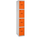 SimonRack Taquilla Vestuario Metálica, 4 Puertas, Incluye Llave, 1800x400x500 mm, Gris/Naranja - Simonlocker
