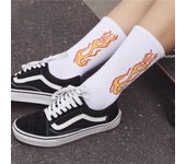 1 Pairs New The Trend of Men's Socks Black White Burning Flame Hip-Hop Blaze Power Torch Hot Streetwear Skateboard