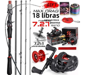 Sougayilang Casting Fishing Rod Reel Set 1.8/2.1m Carbon Fiber Casting Rod and Reel Max Drag 8kg with Line Lure for Bass Pike