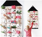 Calendario de adviento navideño con bolsillos para colgar en la pared, para decoración navideña del hogar (negro)