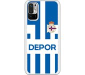 Funda original compatible con Xiaomi Redmi Note 10 5G - Poco M3 Pro 5G - RC Deportivo camiseta rayas blanquiazul