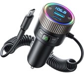 2024 Último adaptador Bluetooth 5,4 Para Coche de 60 W [PD 30 W y cable expiral USB-C de 30 W] Transmisor FM para REPRODUCTOR DE Música Hi-Fi para Coche, Llamadas Manos libres, microfono dual, luz LED, disco U