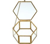Caja de joyería de vidrio, pequeña caja decorativa para joyas, caja de exhibición de joyas transparente, soporte para guardar baratijas, estuche para anillos hexagonales, organizador de joyas