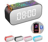 Despertador con altavoz Bluetooth, reloj digital para dormitorio, despertador para adultos con sueño pesado con alarma dual, pantalla LED regulable, llamadas manos libres (negro)