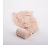 90x170cm Photo Shoot Prop Soft Stretchy Knit Baby Wrap Infant Pearl Headband for Newborn Baby Photography Accessories