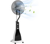 HOMCOM Ventilador de pie con agua, ventilador con función nebulizador, 3 modos, ventilador de pie oscilante 90W con refrigeración por agua, depósito de agua de 3L, temporizador, rodillos, negro