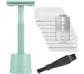 Safety Razor with Brass Weighted Handle and 5 Double Edge Safety Blade Refills,Single Blade Razor for Men, Designed for Coarse