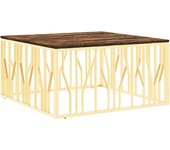 vidaXL Mesa de centro acero inoxidable y madera maciza acacia Plateado, Dorado, Plateado y marrón claro Mesita de Salón o Comedor o Auxiliar Mesa de Café Meuble Salón