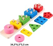 Montessori Wooden Educational Toys for Children 1 2Y Baby Shape Color Sorter Block Puzzles Toddler Large Geometric Stacking Toys