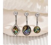 14G Stainless Steel Navel Belly Button Rings Women Fashion Rhomboid Shell Paper Belly Button Ring Body Piercing Jewelry