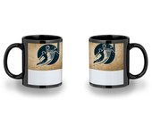 MERCHANDMANIA TAZA COMPLETAMENTE NEGRA logo baloncesto deporte balon jugadores black mug