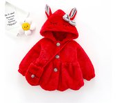 6 12 18 24 36 Months Baby Plush Jacket Cute Rabbit Ears Christmas Princess Girls Coat Keep Warm Hooded Outerwear Kids Clothes