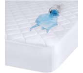 KingnetStore - Protector Colchón Acolchado Impermeable / Reversible Ajustable, Microfibra, Transpirable, Funda para Colchon estira hasta 33 CM de Profundidad. Blanco Cama 90 105 135 150 CM Cuna 60x120 CM. Para Niños Adultos Ancianos Fácil Lavado.