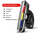 Bicycle Rear Light Waterproof LED USB Rechargeable Tail Light Cycling Flash Lamp Safety Mountain Bike Taillight Red Blue White