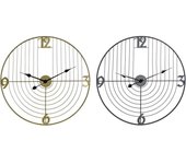 Reloj de Pared DKD Home Decor Negro Dorado Metal 60 x 3 x 60 cm Moderno (2 Unidades)