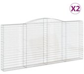 vidaXL Cestas de gaviones 2 uds forma de arco hierro Dimensiones 400 x 30 x 60/80 cm,  400 x 30 x 120/140 cm,  400 x 30 x 160/180 cm y mas