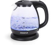 AIGOSTAR Hervidor de Agua Eléctrico - Vidrio de Borosilicato, Iluminación LED, Rápida Ebullición. Protección Contra La Ebullición en Seco. (1L, 2200W)