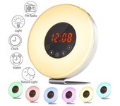 Despertador con luz natural y simulación del amanecer, radio FM, 6 sonidos naturales, función de repetición L9 C0